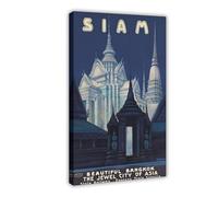 QOTOPGPG Siam Beautiful Bangkok Vintage Travel Canvas Poster Bedroom Decor Landscape Office Room Decor Gift 24x36inch(60x90cm)