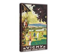 QOTOPGPG Vichy France Vintage Travel Canvas Poster Wall Art Decor Print Picture Paintings for Living Room Bedroom Decoration 08x12inch(20x30cm)