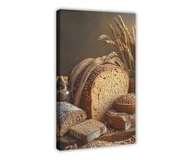 QOTOPGPG Whole Grain Bread And Wheat Still Life Canvas Poster Wall Art Decor Print Picture Paintings for Living Room Bedroom Decoration 08x12inch(20x30cm)