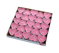 QOTSTEOS 50pcs Heart Shaped Candles, Romantic Love Unscented Tea Lights Candles, Mini Smokeless Unscented Tea Lights Candlesfor Dinners,Home,Wedding, Party, and Christmas(Pink)