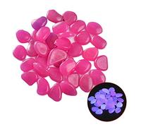 QOTSTEOS Glow in the Dark Pebbles Fish Tank Decorative Rocks, 100 Pieces Luminous Stones Colorful Pebbles Luminous Glow In The Dark Cobblestones for Aquarium Garden Hallway Decoration(Purple)