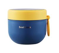 QOTSTEOS Insulated Lunch Box, 600ml Round Metal Stainless Steel Hot Food Bento Boxes, Portable Soup Salad Porridge Thermal Food Flask Jar, for Office School Soup Porridge Salad Sandwich Picnic(Blue)