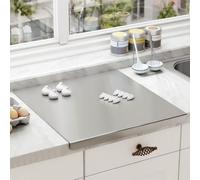 QOTSTEOS Stainless Steel Cutting Boards with Lip for Kitchen, Metal Cutting Board over Sink, Non-Slip Stainless Steel Board Suitable for Meat, Fruits, Vegetables, Bread and Baking(Silver)