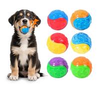 Qottmez 6Pcs Squeaky Dog Ball, Indestructible Dog Toys,Teeth Cleaning Dog Chew Toys,Interactive Balls for Dogs Training and Playing