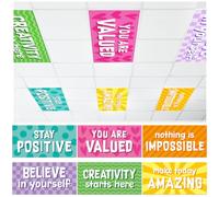 QOUBAI 6PCS Fluorescent Light Covers, 4x2 Feet Magnetic Light Cover Fluorescent Lights Shade Panel Positive Inspirational Ceiling Lights Filters for Office Classroom Home Drop Ceiling Inspirational