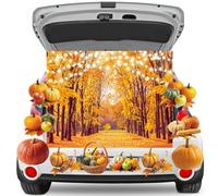 QOUBAI Halloween Trunk or Treat Car Decorations Kit - Fall Pumpkin Maple Backdrop Autumn Maple Leaf Pumpkin Banners SUV Archway Garage Photo Booth Backgrounds Halloween Party Supplies Easy to Assemble