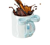Qoukonao Bow Mug - 12oz Charming Bow Cup with Ergonomic Grip,Large Capacity Kitchen Drinkware Accessories for Orange Juice Tea Milk Latte Drinks Hot Cocoa