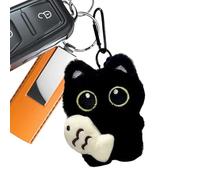 Qoukonao Cat Plush Keychain | Cute Black Cat Plush Charm for Purse | Collectible Keyring Backpack Accessories for Pet Lovers Collectors Wallets Tote Bags Car Halloween Birthday