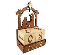 Qoukonao Christmas Calendar,25 Days Christmas Wood Nativity Calendar - Collectible Nativity Tabletop Decor For Winter Festival Celebration Display
