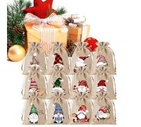 Qoukonao Christmas Candy Bags, Burlap Reusable Drawstring Decor, Christmas Candy Pouch, for Halloween Thanksgiving Home Holiday New Year Kids Adults Family Friends Wedding Party Eve