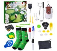 Qoukonao Christmas Countdown with Golf Motif 24, Holiday Calendar, Golf Gift Set with Clubs, Balls, Tees, Counting Cards for Christmas, Valentine's Day, Men, Adults, Teenagers