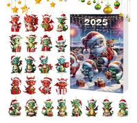 Qoukonao Countdown Calendar | 24 Days Christmas Countdown Dinosaur Calendar | 2D Flat Acrylic Pendant Decor for Adults Kids Daily Family Activity Home School Classroom Holiday