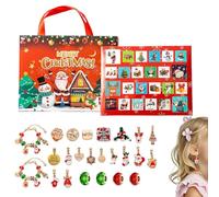 Qoukonao Countdown to Christmas - Pendant Earrings Charm Bracelets - Christmas Necklace Set 24 Day | for Halloween Seasonal Holiday Thanksgiving Valentines Teens Adults Kids