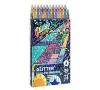 Qoukonao Felt Tip Pens for Drawing, Glitter Pens with Double Tip, Colour Markers for Artists, for Classroom, Nursery, School, Journaling, Scrapbooking, Doodling, Sketching, Illustrations