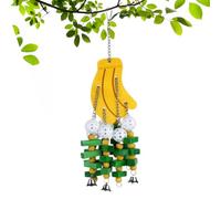 Qoukonao Foraging Toys for Birds,Banana Design Interactive Game - Wooden Bird Cage Toys - for Beak Care, Stress, Bored, Cage Decor, Cockatiel, Conure, Garden, Backyard