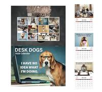 Qoukonao Funny Calendar, Family Planner Calendar, 2026 Organiser for Table Organisation with Working Dog Design for Planning for Home, Family, School, Friends, Office