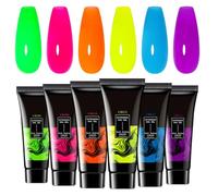 Qoukonao Gel Nail Colors for UV Light, Luminous Extension Nail Gel, 6 Colors Long Lasting Extension Glue Glitter Art Manicure for Women Girls