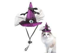 Qoukonao Halloween Hats for Dogs, Witch Dog Costume, Eyeball Bat Design Headwear with Adjustable Strap for Large Breed Cat Outdoor Cosplay Christmas Celebration