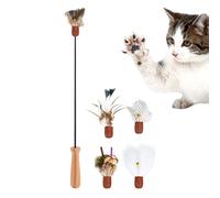 Qoukonao Interactive Cat Toy - Adjustable Interactive Angel - Cat Play Fishing Rod - For Pets Indoors Outdoor Game Daily Movement Birthday Holiday Activity