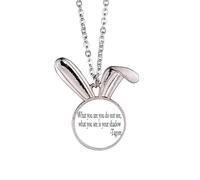 Qoutes Famous People Healing Can Not See The Shadow Rabbit Necklace Pendant Bunny Animal Jewelry Gift