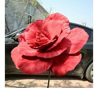 QOVBD 30-60CM Large Artificial Shaped Rose Wedding Decoration Event Background Decoration PE Fake Flower Bouquet Flower Arrangement-Wine red flower head-50cm