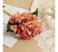 QOVBD Hydrangea Artificial Flowers Branch Home Wedding Decor Silk Flower Fake Flower Party Room Decoration-brown
