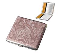 QOWIJEX 1 Piece Cigarette Case Metal Cigarette Case, Elegant Leather Cigarette Case for Women Pink New Fashion Cigarette Case, Portable Cigarette Case Accessories Holds 20 Slim Cigarettes, Pink