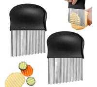 QOWUXHZ 2 Piece Wave Cutter, Stainless Steel Wave Cutter for Potatoes, Wave Knife for Cutting Chips and Vegetables, Wave Cutter Set for Kitchen and Cooking