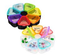 QOWUXHZ Pack of 2 Pill Box 7 Days, Plastic Pill Box with Multicoloured Lids, Transparent and Black, for Weekly Planning of Medicines at Home or on the Go