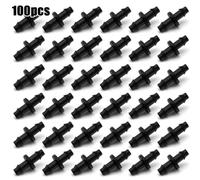 QOXEZY 100-Pack 1/4" Barbed Fittings for Drip Irrigation Tubing, Dripline Coupling Connector with .140-.170 ID, Acetal Plastic, High Flow, 30 PSI