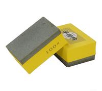 QOXEZY 50-400 Grit Silicon Carbide Polishing Discs for Tile Marble Edge Grinding, Manual Hand Sanding Pads for Stone Glass Metal, 93x62mm Yellow Abrasive Tool(100 Grit)