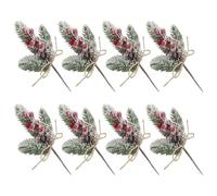 QOXEZY 8 Faux Pine Branches with Red Berries for Christmas Decor