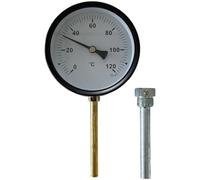 QOXEZY Bimetallic Thermometer 0-120°C Gauge 100mm Sleeve 1/2 | This bimetallic thermometer provides clear temperature readings from 0 to 120°C heating systems and outdoor grills.
