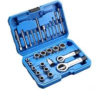 QOXEZY Broken Bolt Nut Extractor Set in 35CrMo Alloy Steel, Reverse Spiral Grip for Stuck Rusted Nuts, Multi-Size Hand Tool Kit for Home Automotive and Workshop Repair Tasks(28-piece Set)