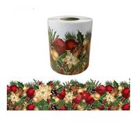 QOXEZY Christmas Decorative Border Stickers, Red & Gold Botanical Design, 18M Roll for Holiday Home & Classroom Décor, Waterproof PVC Peel and Stick Figurines for Windows, Doors, Walls