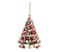 QOXEZY Christmas Tree Pendant Ornament, 8 cm Acrylic Red Decor with Light Reflection for Holiday & Seasonal Décor, New Year 2024 Celebration (1 Pack)