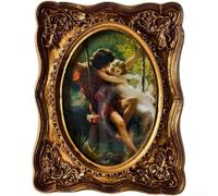 QOXEZY Classic for FRENCH Design Resin Picture Frame Set Vintage Wall Hanging Decor Featuring Floral and Bird Patterns for Home Living Space Gold Tone Five Piece Set(4)