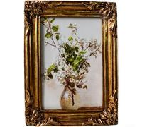 QOXEZY Classic for FRENCH Design Resin Picture Frame Set Vintage Wall Hanging Decor Featuring Floral and Bird Patterns for Home Living Space Gold Tone Five Piece Set(2)