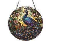 QOXEZY HD Flowers Butterfly Sun Catcher Multi-Coloured Hanging Decor for Indoor Outdoor Use, 15x15cm Acrylic Garden Window Pendant with Chain