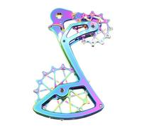 QOXEZY High-Durability for SRAM-Compatible Rear Derailleur Pulley Plate - 12T+16T Ceramic-Enhanced Wheels in 7075-T6 Aluminum, Lightweight 62g, for 11-12-Speed MTB (Rainbow)