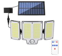 QOXEZY IP65 Waterproof Triple Head Solar Wall Light, Motion Sensor Outdoor LED Garden Lamp with 3 Modes, Adjustable Angle Solar Powered Security Light for Patio Yard Walkway White(C)
