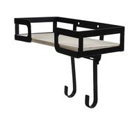 QOXEZY Ironing Board Holder Wall Mount with Wood Basket, White Organiser