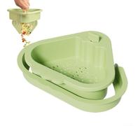 QOXEZY Kitchen Sink Drain Strainer with Non Slip Fit, Rotating Tilt Feature, Advanced Filtration, Effortless Cleaning for Waste Management in Right-Angled Sinks(Is green)