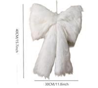 QOXEZY Large 40 cm Christmas Bow Decoration for Holiday Fireplace, Door and Window Display, Festive Season Tree Decor in Vibrant Green Polyester with Classic Winter Design