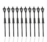 QOXEZY LED Lamp Posts for 00 Gauge Model Railway Trains, 10 Pack, 3V White Lighting with Wires, Plastic Street Lights for Train Layouts