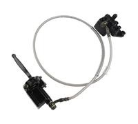 QOXEZY Left Rear Hydraulic Brake Assembly for Dirt Bikes ATV Quad 110-140cc, Complete Set with Caliper Master Cylinder Hose Handle and Pads, Black