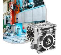 QOXEZY NMRV030 Worm Gear Reducer Compatible With For NEMA 23 Stepper Motors, 14Mm Output, Speed Ratios 5-80, Silver Stainless Steel Unit For Business And Industrial Use(5 ratio 1)