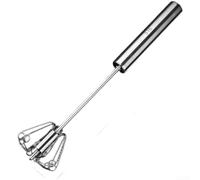 QOXEZY Non Electric Handheld Rotary Whisk, 316 Stainless Steel Hand Mixer, Manual Semi-Automatic Egg Beater with Push-Down Rotation, for Beating Eggs, Whipping Cream, Blending Batters(S)