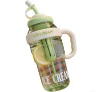 QOXEZY PC Water Bottle With Straw And Tea Strainer, Large Capacity 1100ml 1300ml, for Ice Leader Cup, for Outdoor Active Use, Travel Drinking(1300ml Green)
