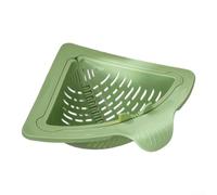 QOXEZY Plastic Draining Basket, Magnetic Corner Mount Design, Open Strainer Structure for Water Flow, Space Saving Triangle Shape Fits Sink Corners for Food Scraps, Damp Utensils Handling(Green)